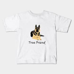 Lying German Shepherd Dog is a True Friend Kids T-Shirt